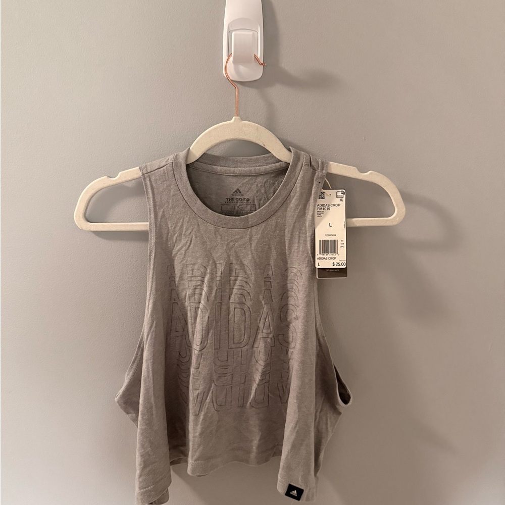 Adidas Women's Gray Sleeveless Crop Tank Top